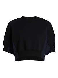 Puff Sleeve Cropped Combo Sweatshirt