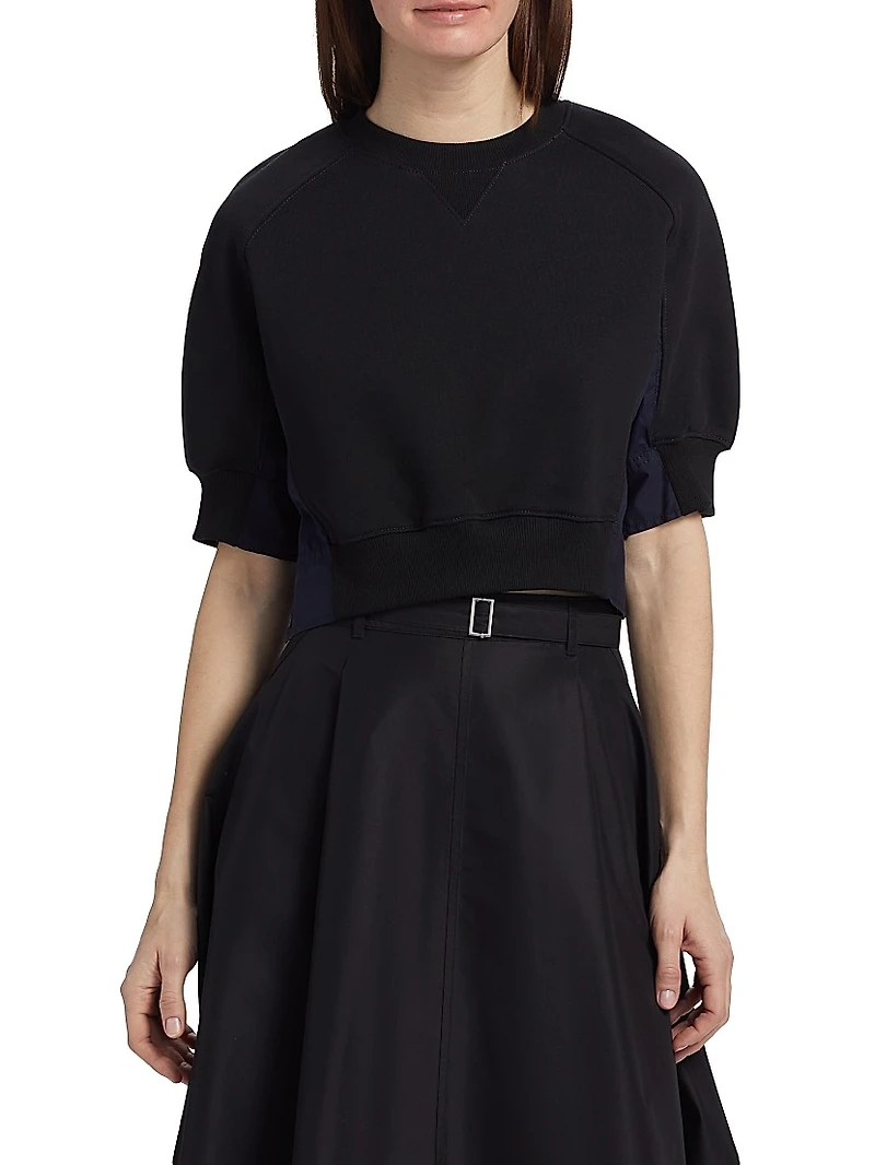 Puff Sleeve Cropped Combo Sweatshirt