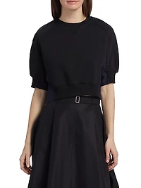 Puff Sleeve Cropped Combo Sweatshirt