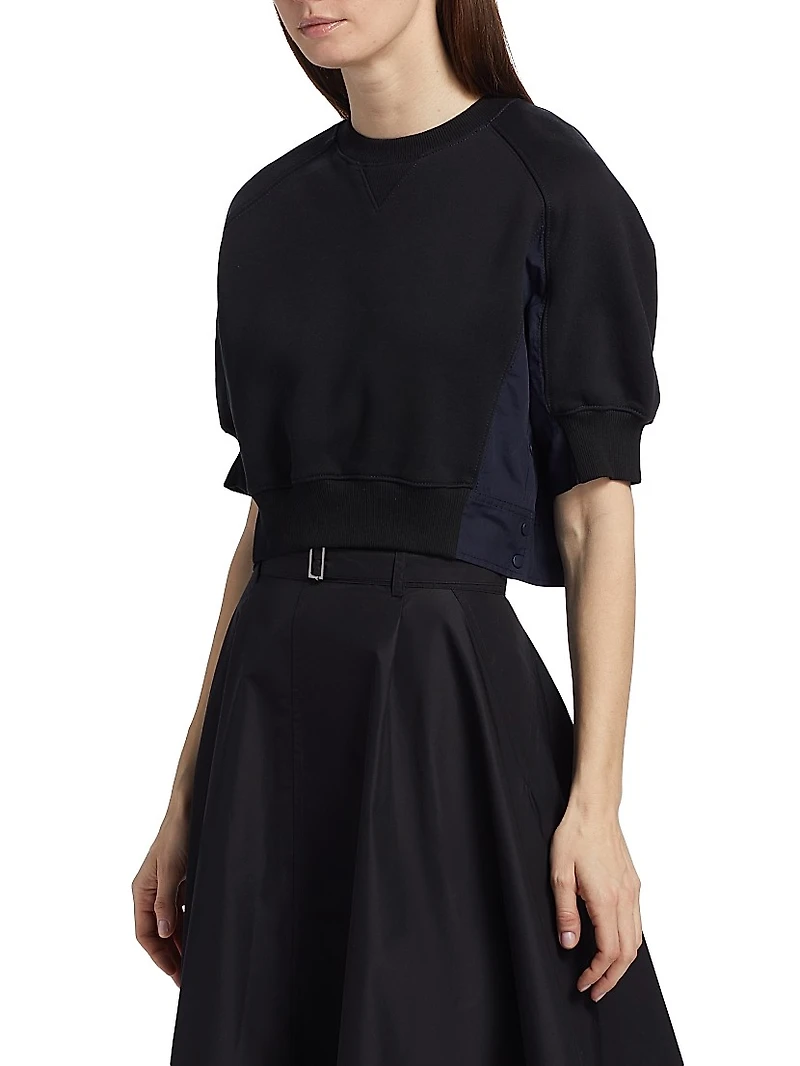 Puff Sleeve Cropped Combo Sweatshirt