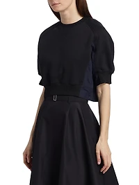 Puff Sleeve Cropped Combo Sweatshirt