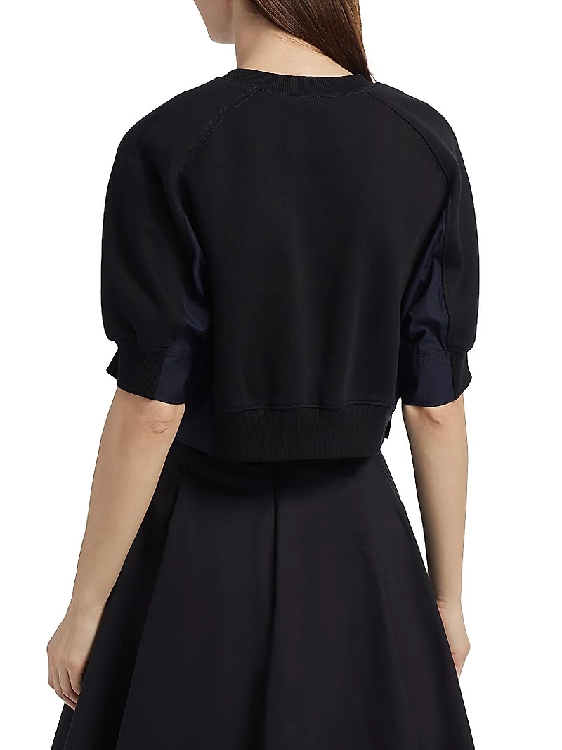 Puff Sleeve Cropped Combo Sweatshirt