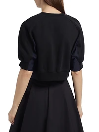 Puff Sleeve Cropped Combo Sweatshirt