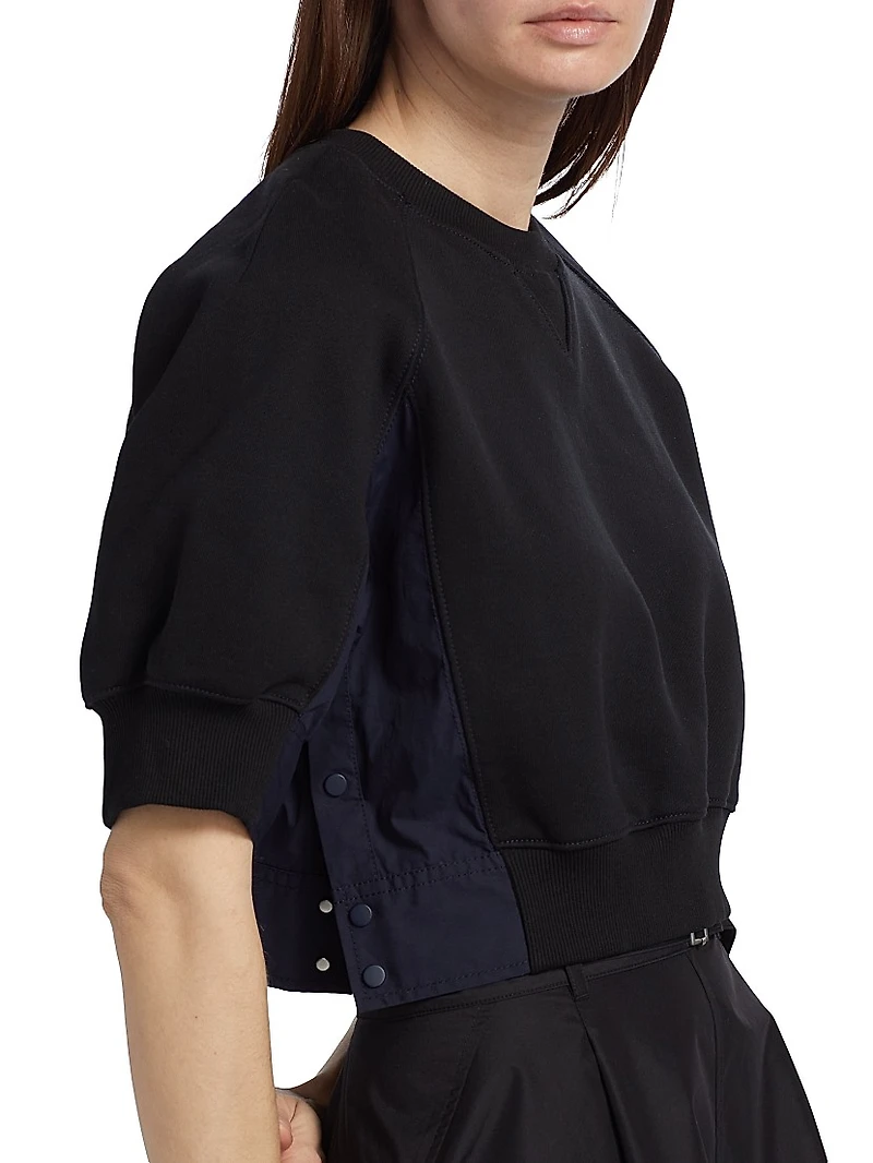 Puff Sleeve Cropped Combo Sweatshirt