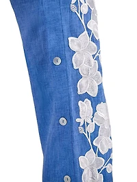 Jenna Embellished Linen Wide-Leg Pants