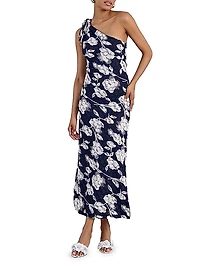 Olinda Floral One-Shoulder Midi-Dress