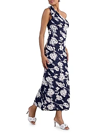 Olinda Floral One-Shoulder Midi-Dress