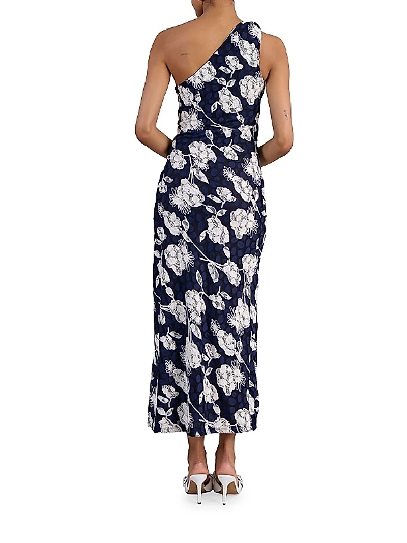 Olinda Floral One-Shoulder Midi-Dress