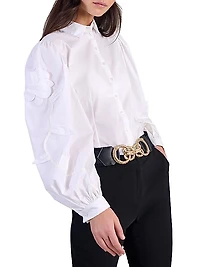Maggie Appliqué Cotton-Poplin Shirt