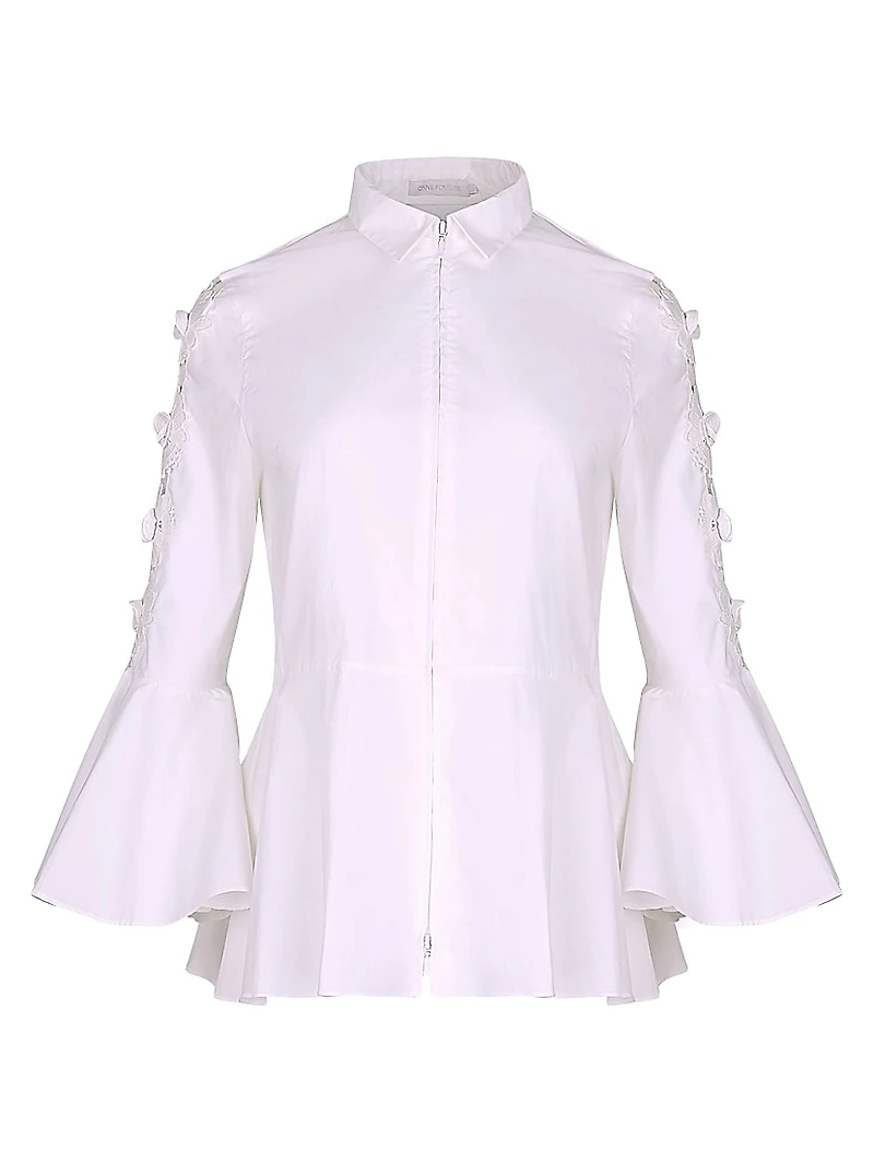 Coline Appliqué Cotton Zip-Front Shirt
