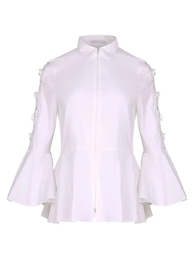 Coline Appliqué Cotton Zip-Front Shirt
