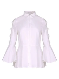 Coline Appliqué Cotton Zip-Front Shirt