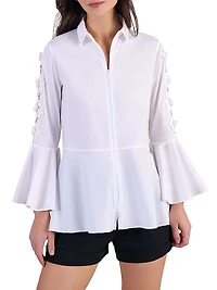 Coline Appliqué Cotton Zip-Front Shirt