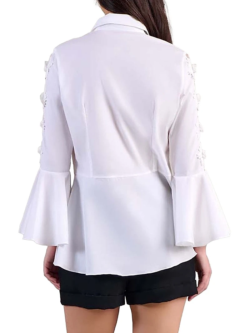 Coline Appliqué Cotton Zip-Front Shirt
