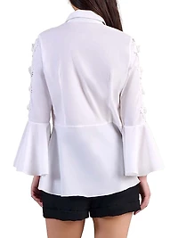 Coline Appliqué Cotton Zip-Front Shirt