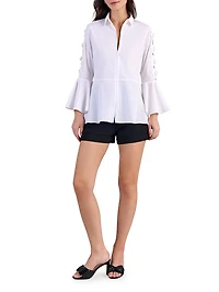 Coline Appliqué Cotton Zip-Front Shirt