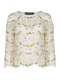 Ninna Floral Lace Round-Neck Top