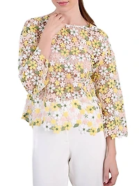Ninna Floral Lace Round-Neck Top