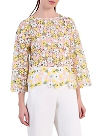 Ninna Floral Lace Round-Neck Top