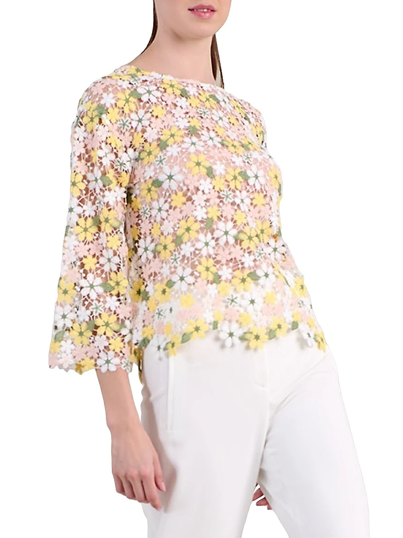 Ninna Floral Lace Round-Neck Top