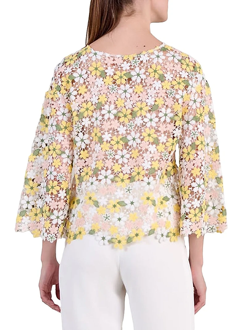 Ninna Floral Lace Round-Neck Top