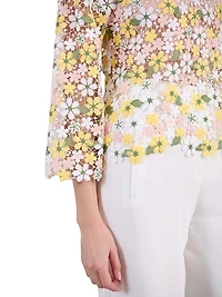 Ninna Floral Lace Round-Neck Top