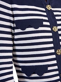 Viki Striped Scalloped-Hem Cardigan
