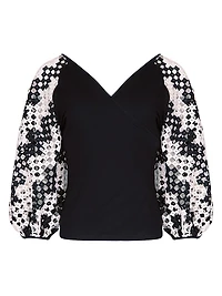 Mirella Printed Balloon-Sleeve Top