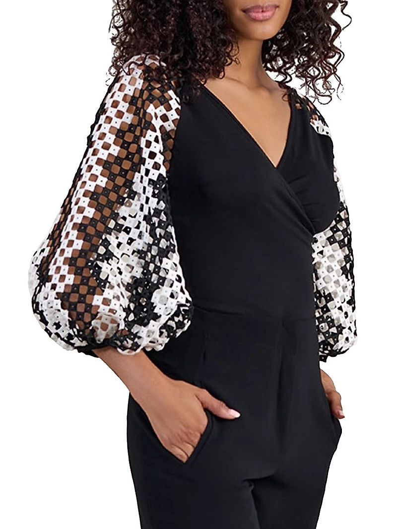 Mirella Printed Balloon-Sleeve Top