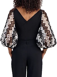 Mirella Printed Balloon-Sleeve Top