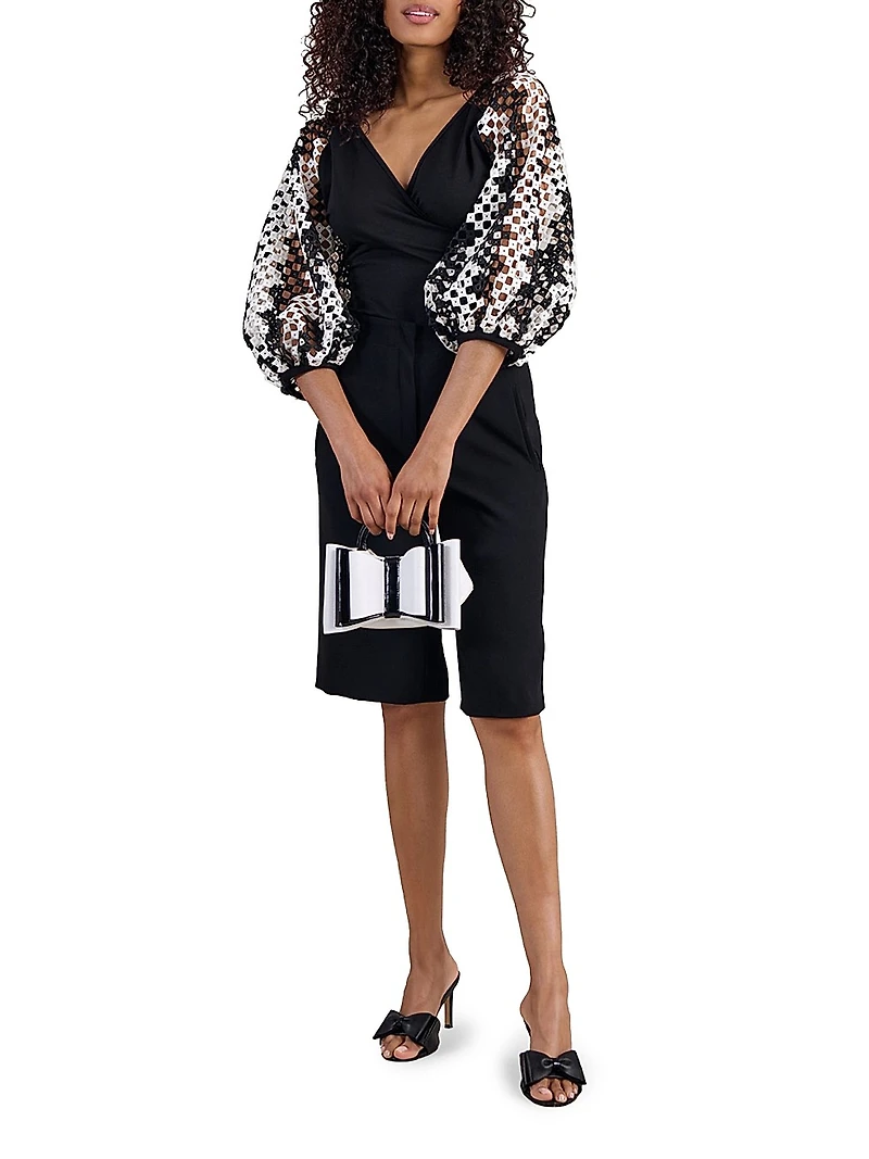 Mirella Printed Balloon-Sleeve Top