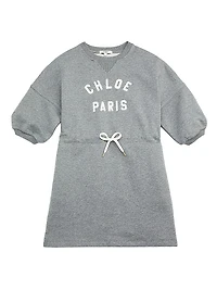 Little Girl's & Logo Drawstring Sweatshirt Dress