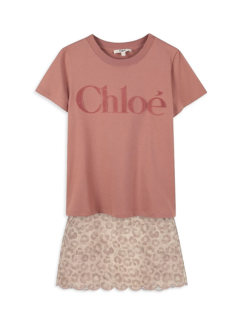 Little Girl's & Logo Velvet T-Shirt