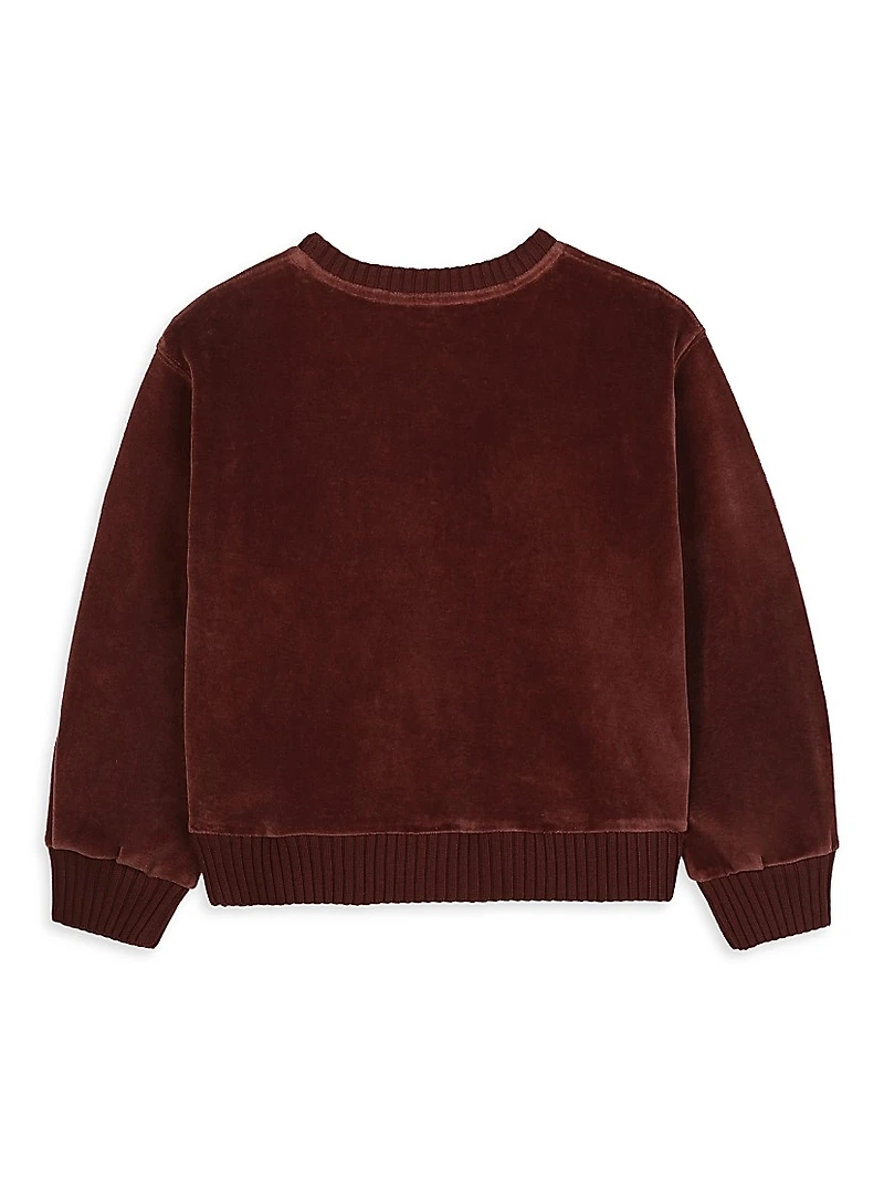 Little Girl's & Logo Velvet Crewneck Sweatshirt