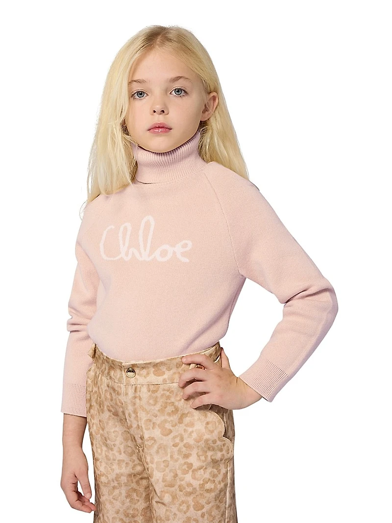 Little Girl's & Logo Turtleneck Sweater