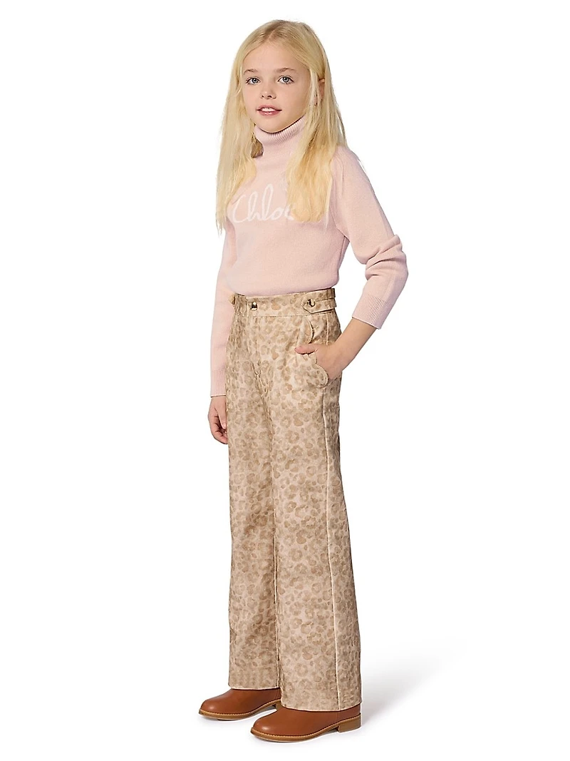 Little Girl's & Logo Turtleneck Sweater