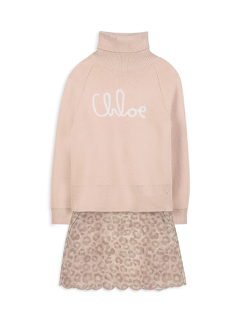 Little Girl's & Logo Turtleneck Sweater