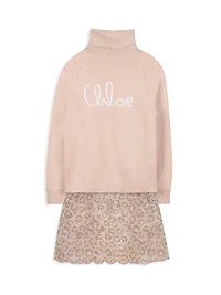 Little Girl's & Logo Turtleneck Sweater