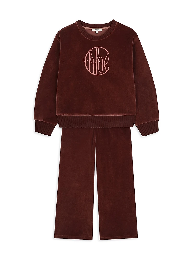 Little Girl's & Velvet Jogger Trousers