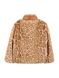 Little Girl's & Leopard Faux Fur Jacket
