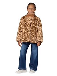 Little Girl's & Leopard Faux Fur Jacket