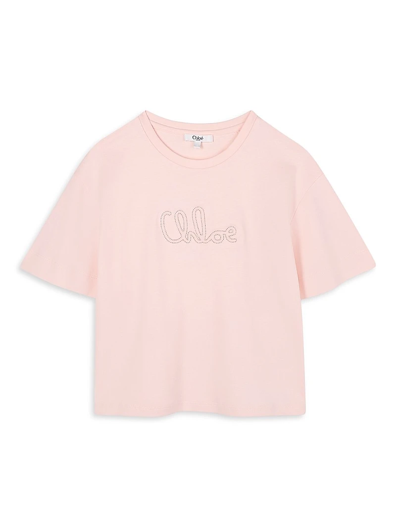 Little Girl's & Logo Embroidered T-Shirt