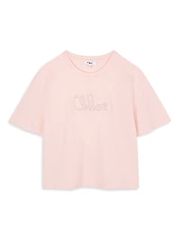 Little Girl's & Logo Embroidered T-Shirt