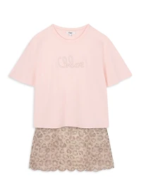 Little Girl's & Logo Embroidered T-Shirt