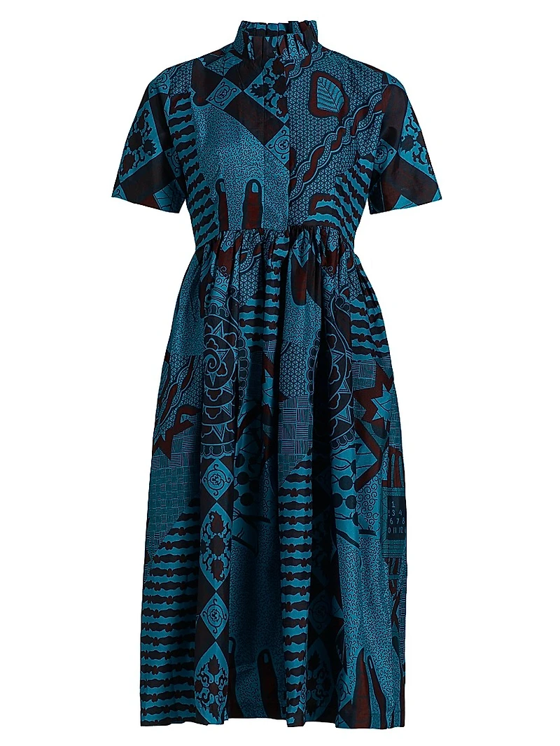 Tobi Pleated Printed Cotton Midi-Dress