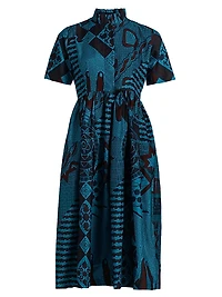 Tobi Pleated Printed Cotton Midi-Dress