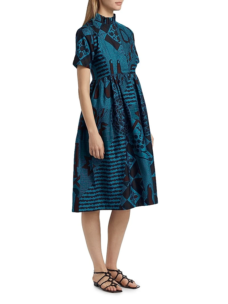 Tobi Pleated Printed Cotton Midi-Dress