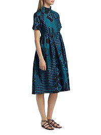 Tobi Pleated Printed Cotton Midi-Dress