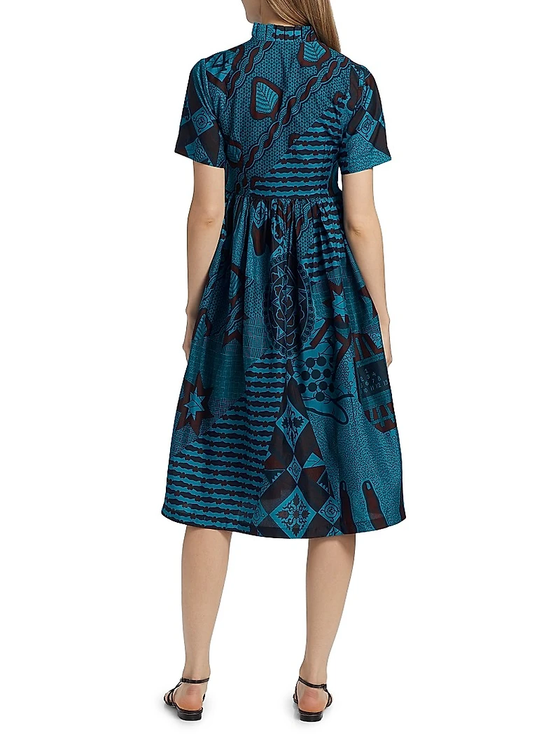 Tobi Pleated Printed Cotton Midi-Dress