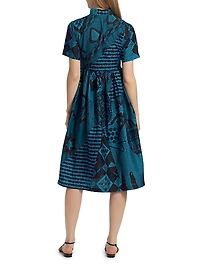Tobi Pleated Printed Cotton Midi-Dress